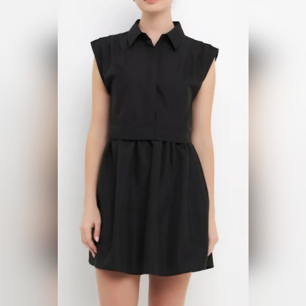 Chic English Factory Black Mini Dress with Dolman Sleeves for Night Out
